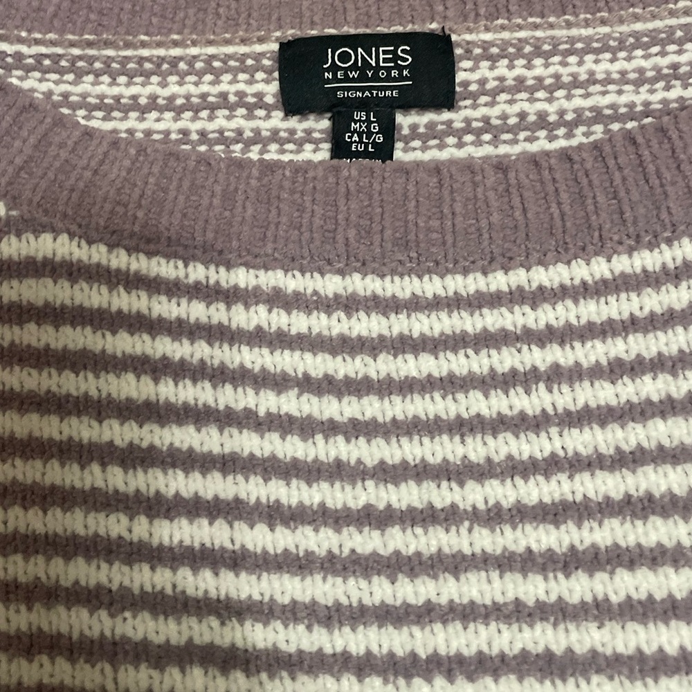 Jones New York Women's Sweater - Lavender and Cream Stripes